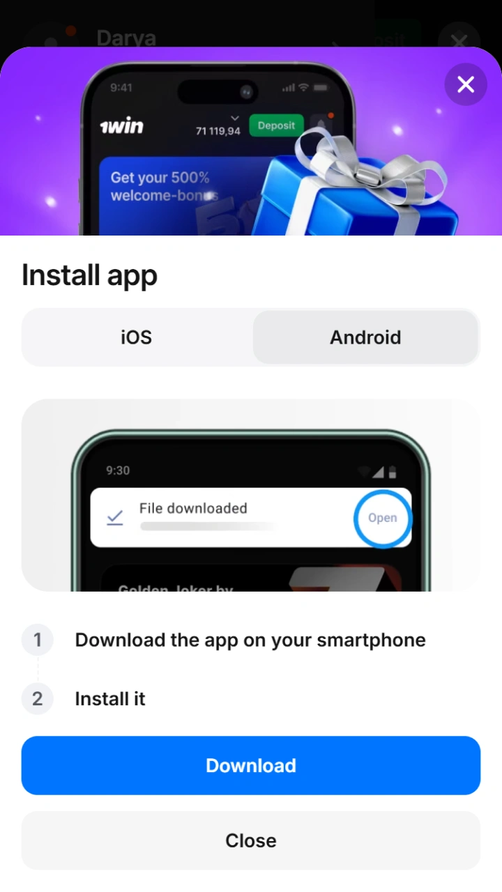 Actualizar la aplicación de 1win te garantiza el acceso a las funciones más modernas.