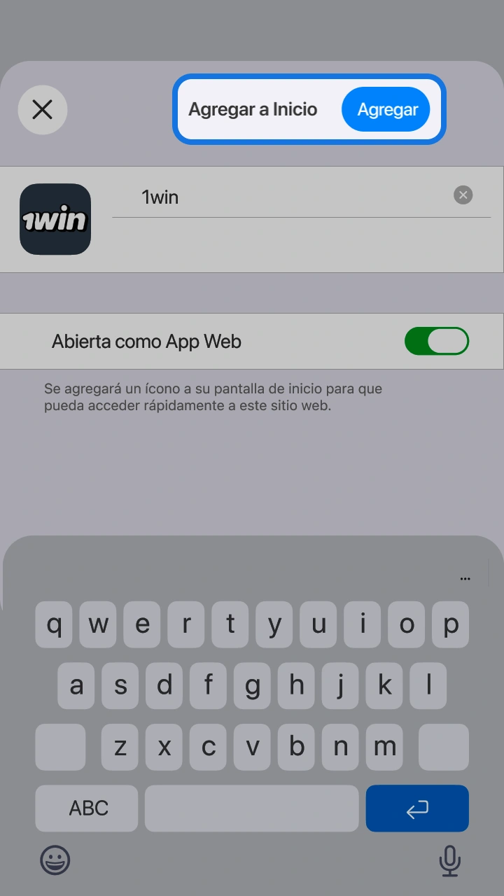 Confirma la adición a la pantalla de inicio para abrir Aviatrix en casino 1win.