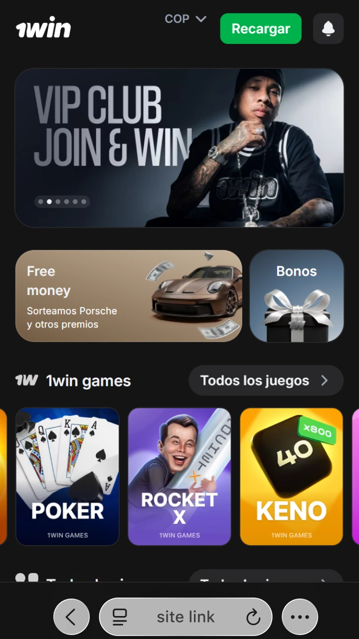 Abre el sitio web oficial de 1win para comenzar tu aventura en el juego Balloon.