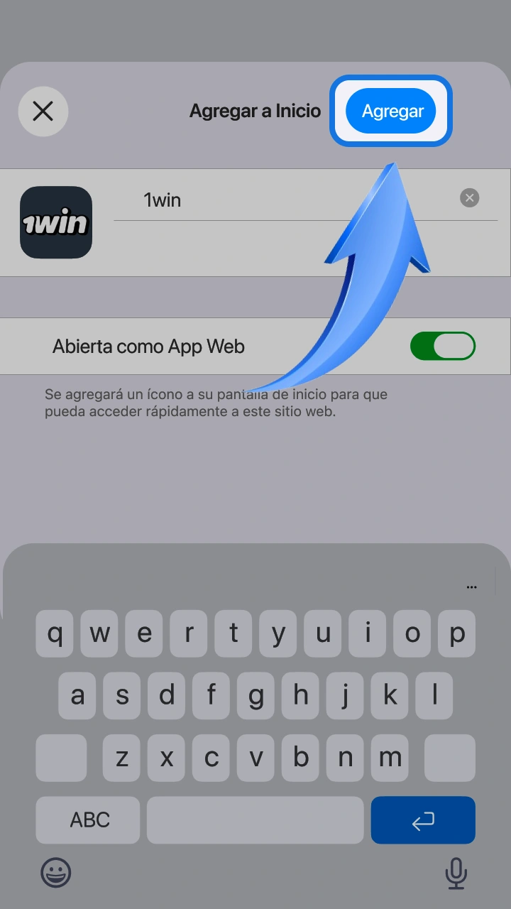 Confirma la instalación de la web app en 1win para jugar Balloon al instante.