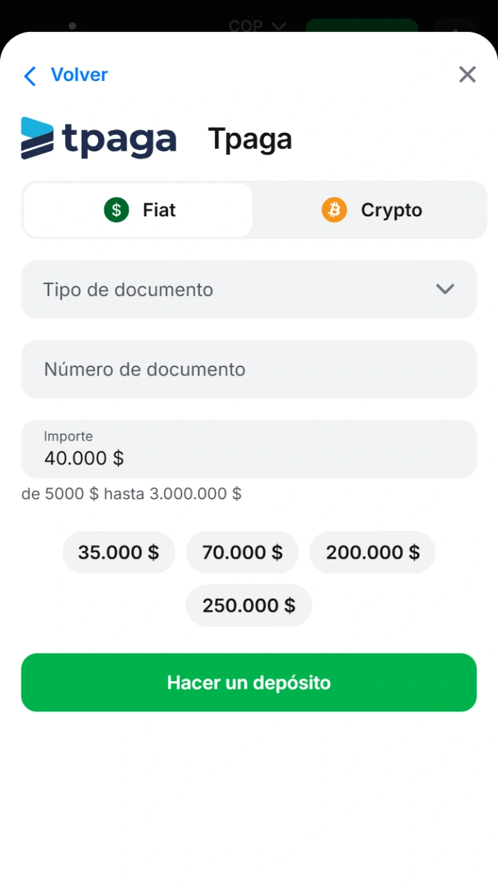 Realiza un depósito rápido con Tpaga en casino 1win para apostar dinero real en Balloon.