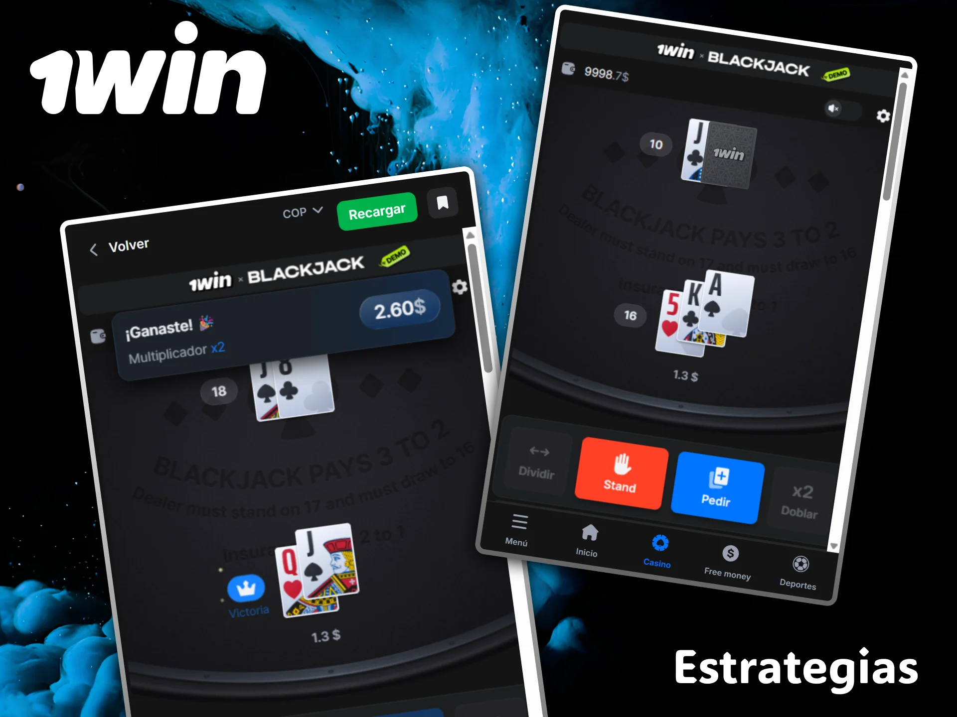 Aplica tus mejores estrategias de Blackjack para maximizar tus ganancias dentro del casino 1win.