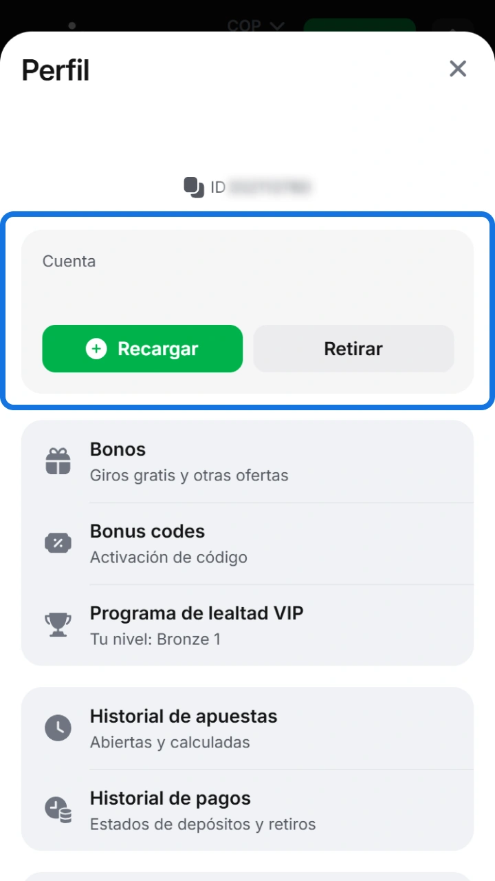 Accede a tu perfil de usuario para gestionar tus fondos fácilmente en 1win.