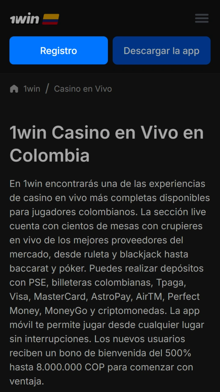 El sitio oficial de casino 1win ofrece la experiencia de juego en vivo más completa.