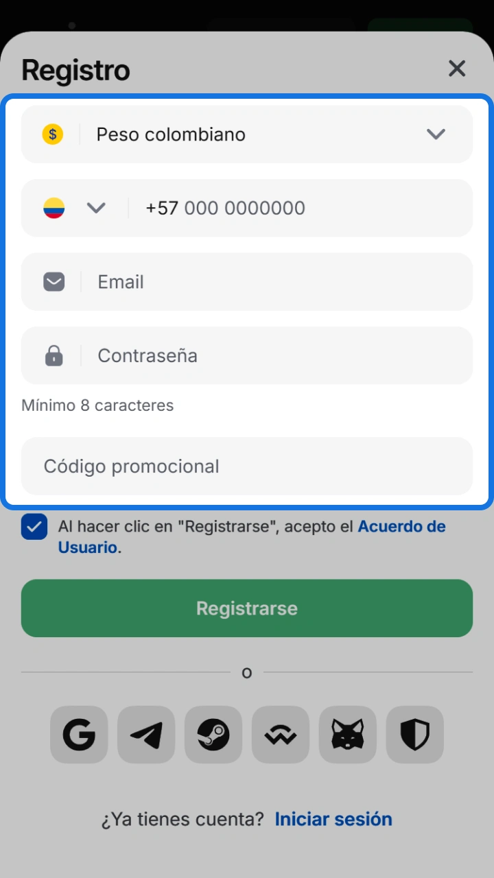 Regístrate completando el formulario rápido para empezar a ganar en la plataforma 1win.