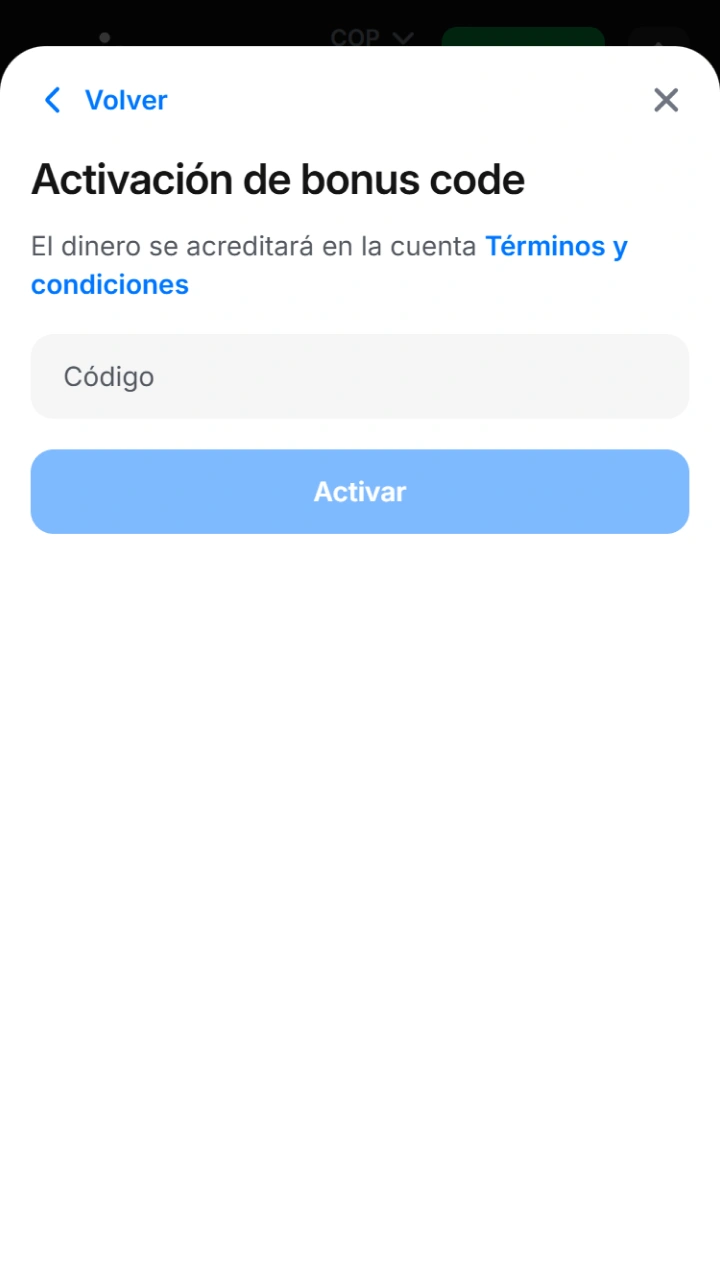 Introduce el código promocional 1win
