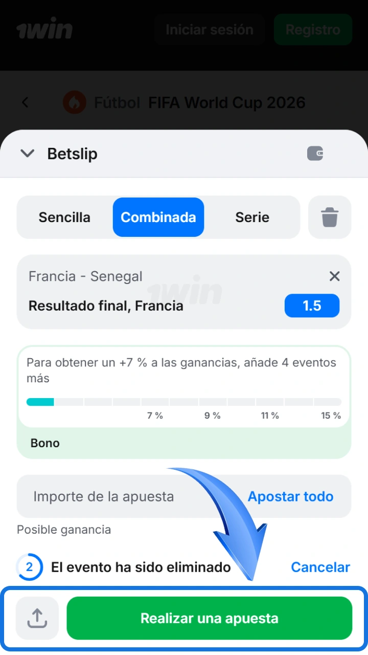 Confirma tu jugada de manera cómoda usando el cupón digital interactivo de 1win.