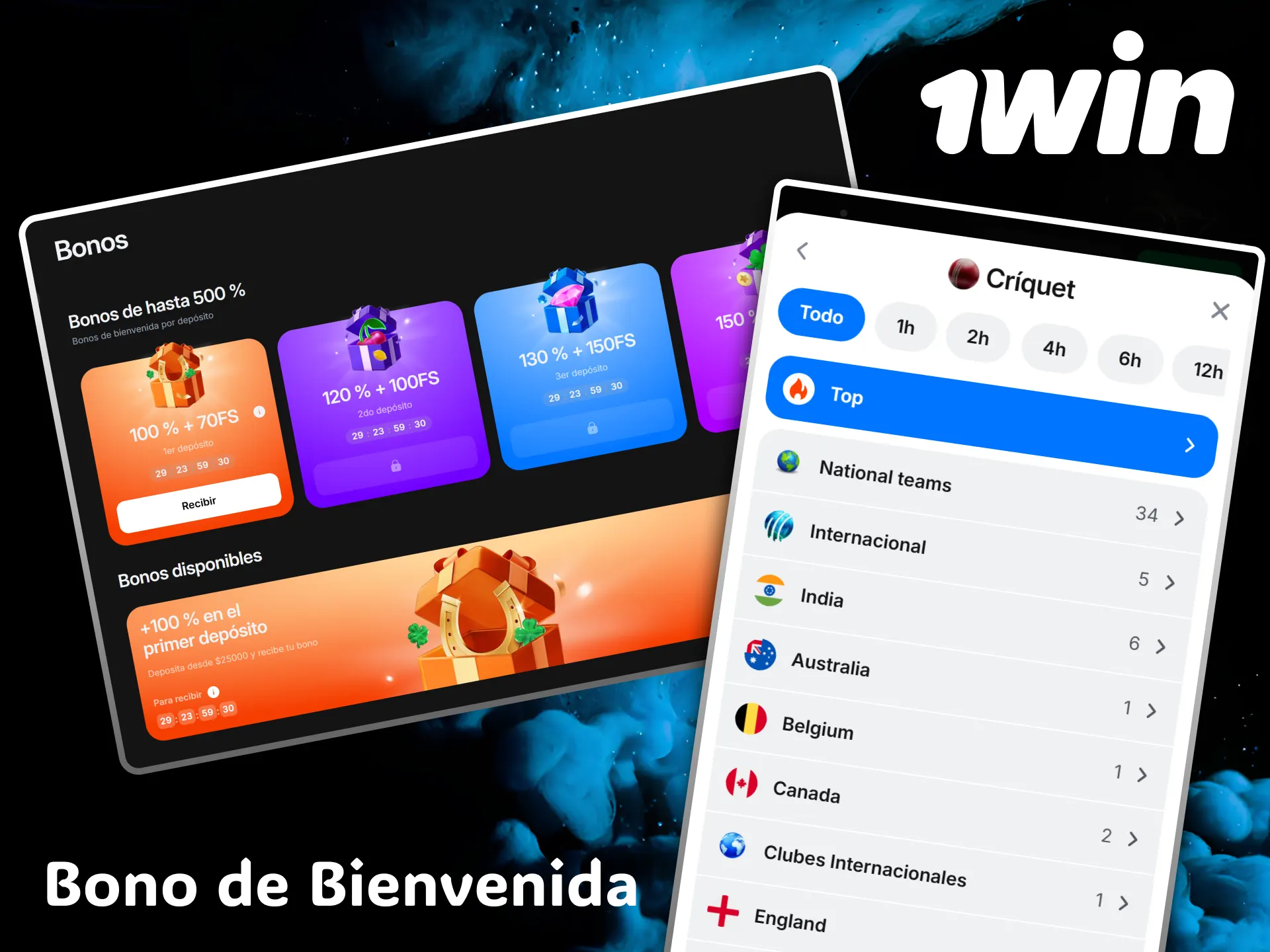 Activa tu generoso bono de bienvenida para apostar al críquet en la plataforma 1win.