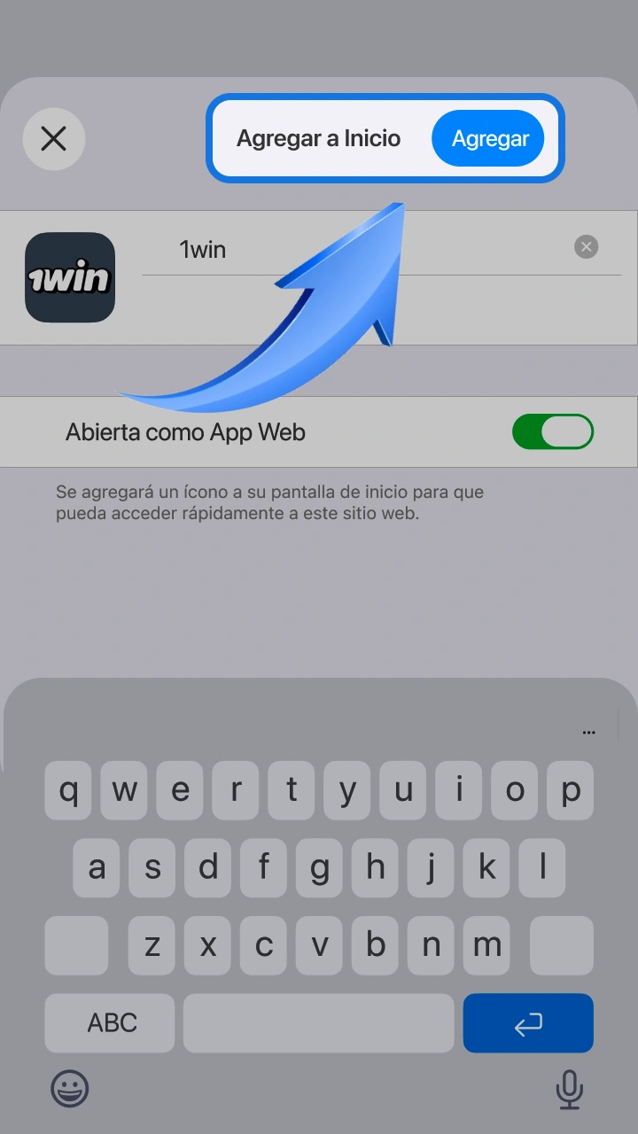Confirma la adición a la pantalla de inicio para abrir JetX en casino 1win.