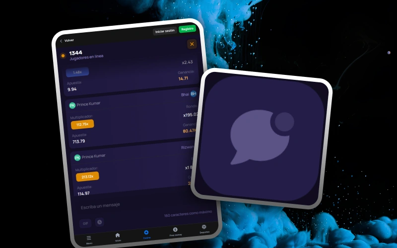Comunícate con otros jugadores mediante el dinámico chat en vivo de Lucky Jet en 1win.