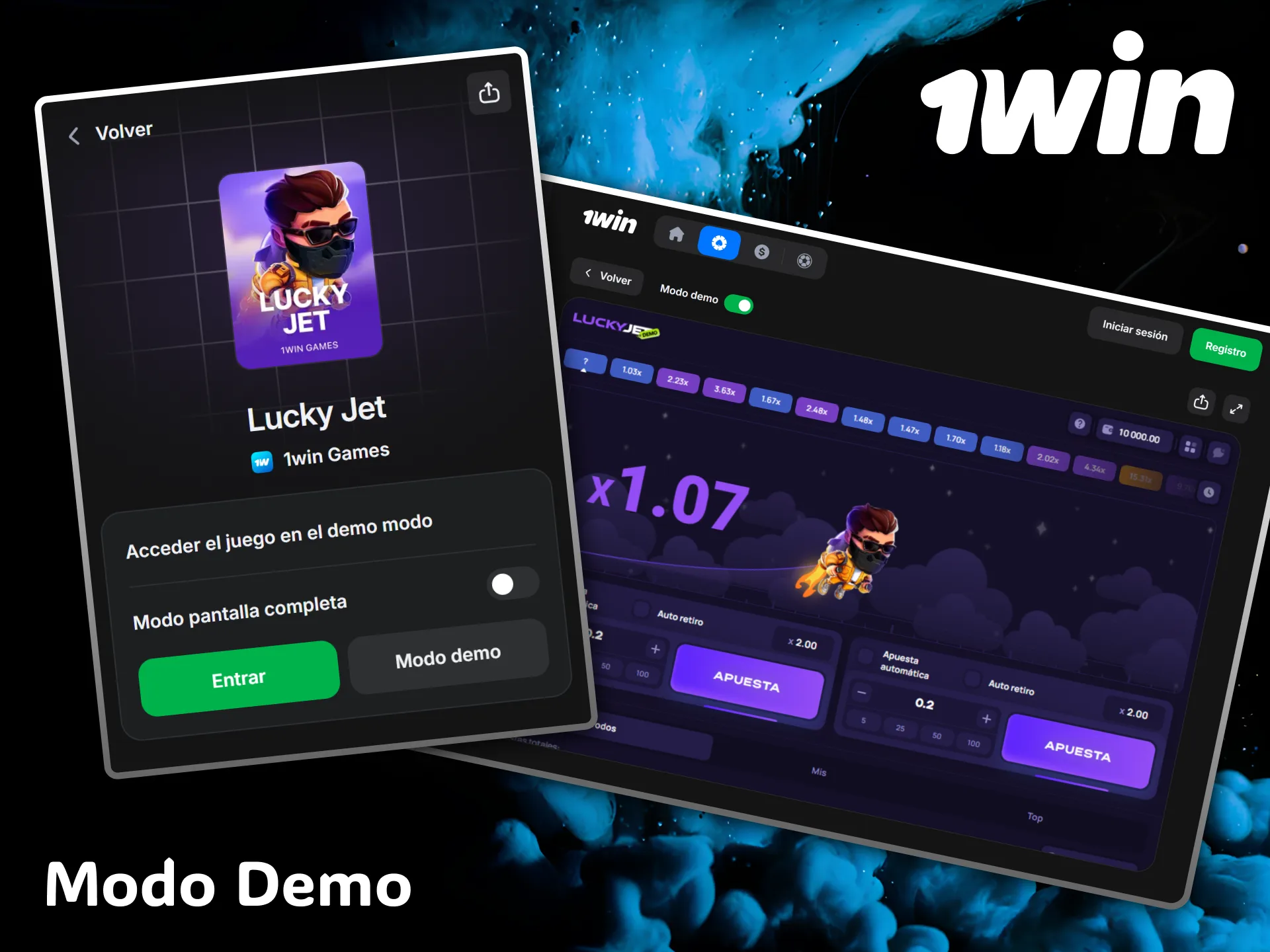 Prueba el modo demo gratuito de Lucky Jet para practicar sin riesgos en casino 1win.