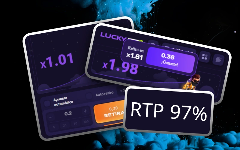 El popular juego Lucky Jet en casino 1win destaca por su verificado RTP del 97%.