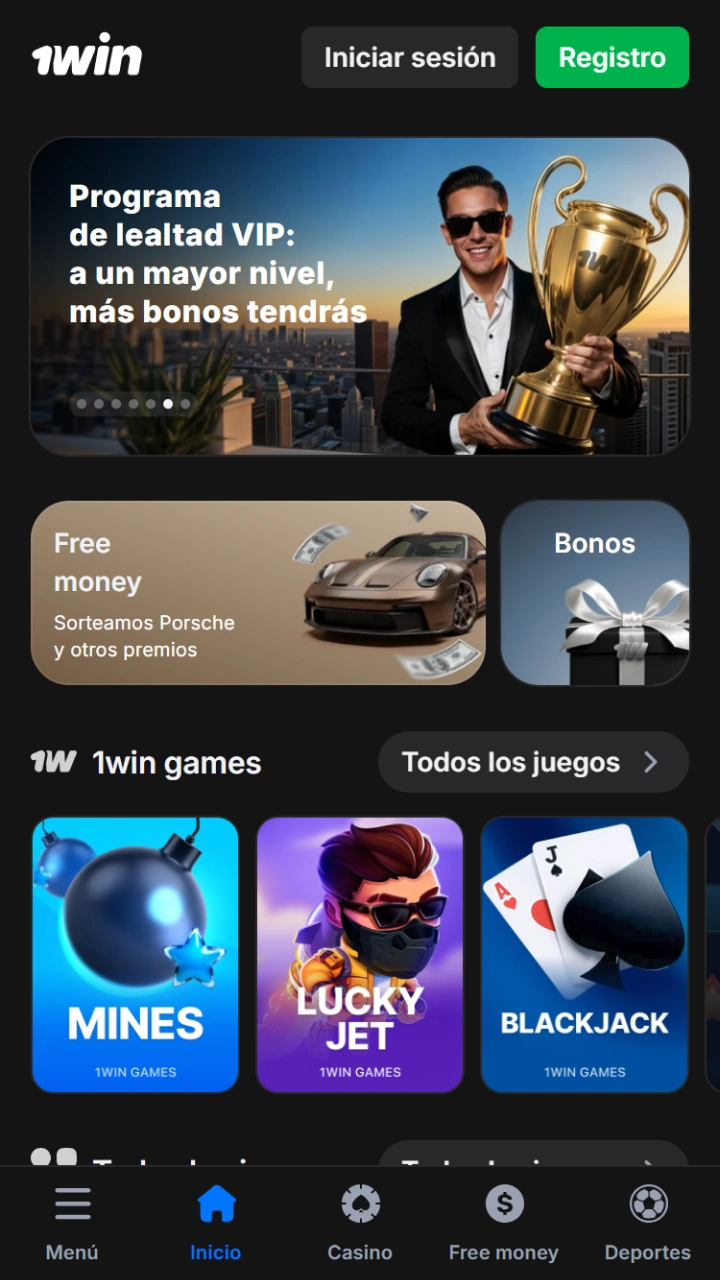 Visita la página web oficial optimizada de 1win para acceder al juego Mines.