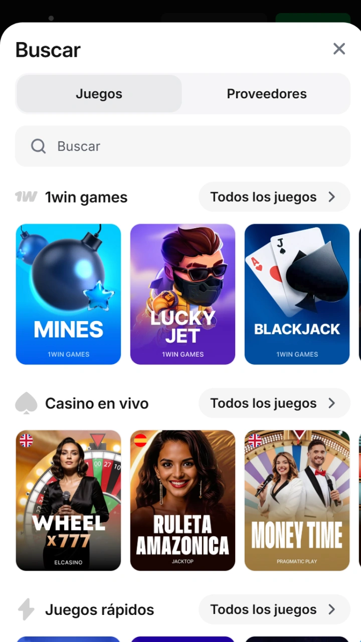 Encuentra el juego Mines en la amplia y variada sección del casino 1win.