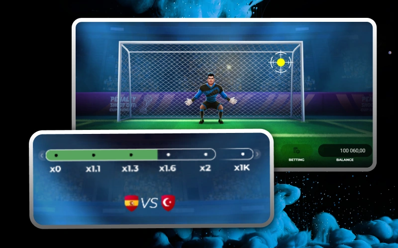 Aprovecha los altos multiplicadores de Penalty Shoot-out y gana grandes premios en el casino 1win.