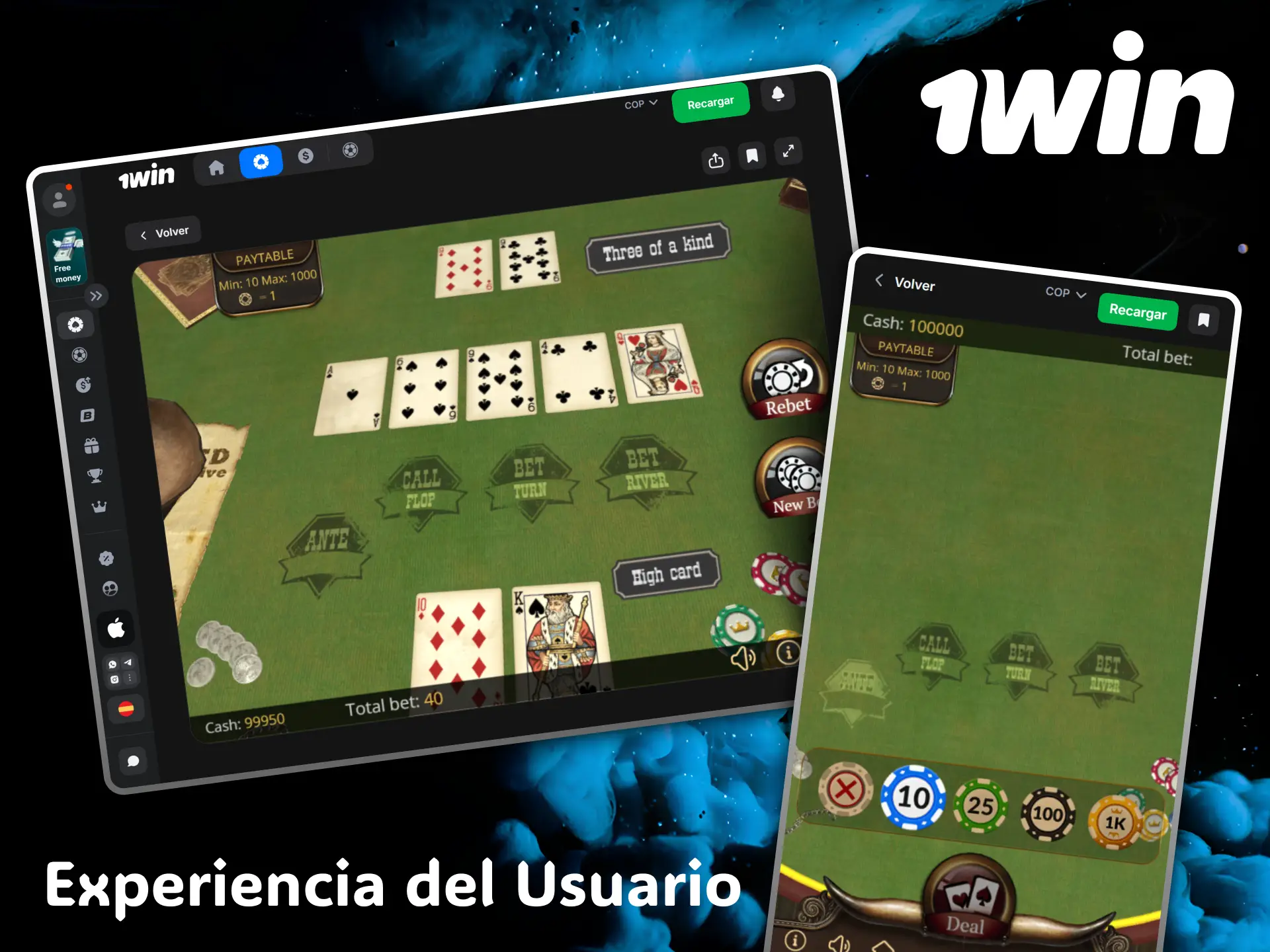 Disfruta de una excelente y fluida experiencia de usuario jugando al Poker en casino 1win.