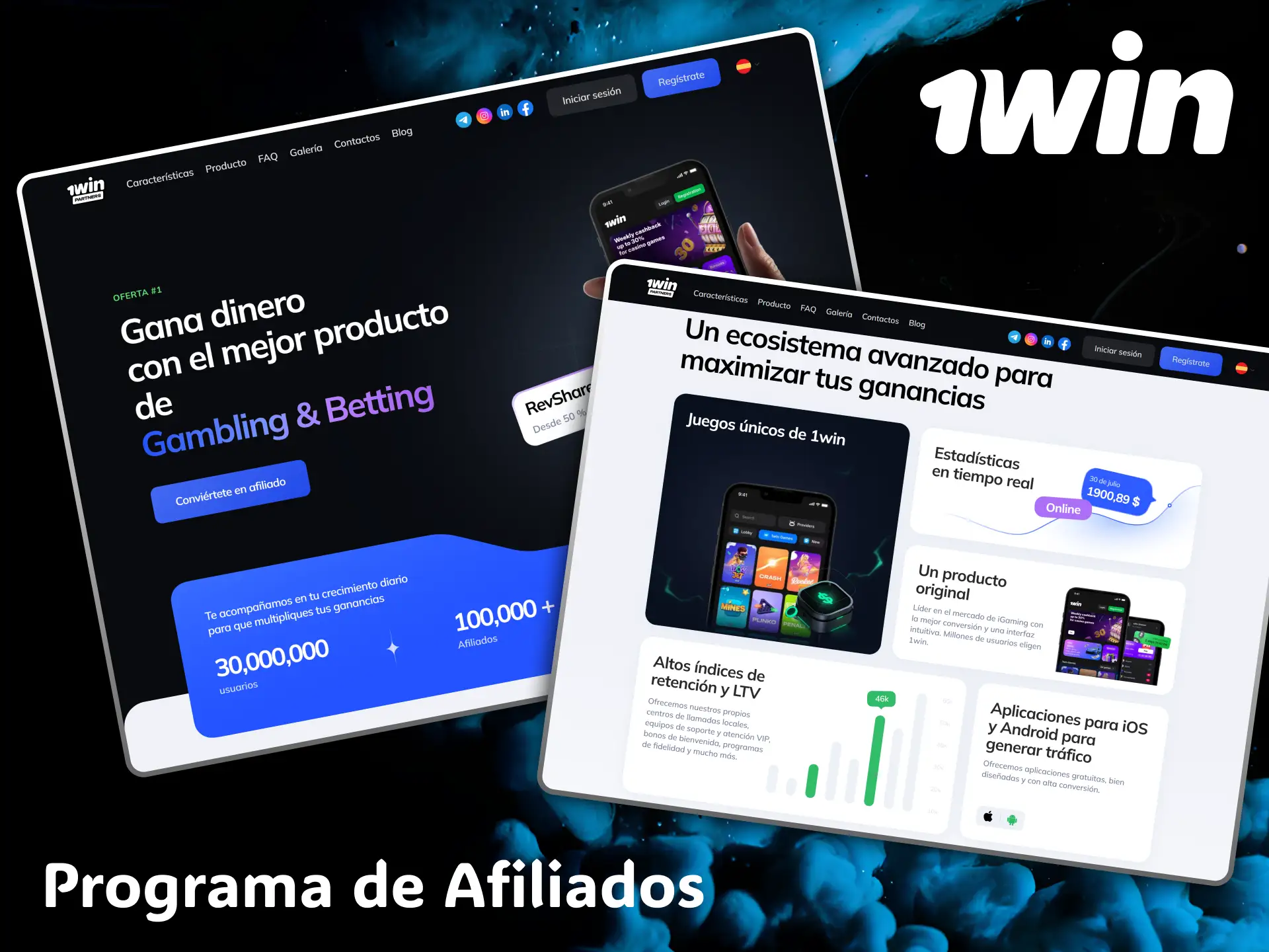 Maximiza tus ingresos mensuales uniéndote hoy al rentable programa de afiliados oficial de 1win.
