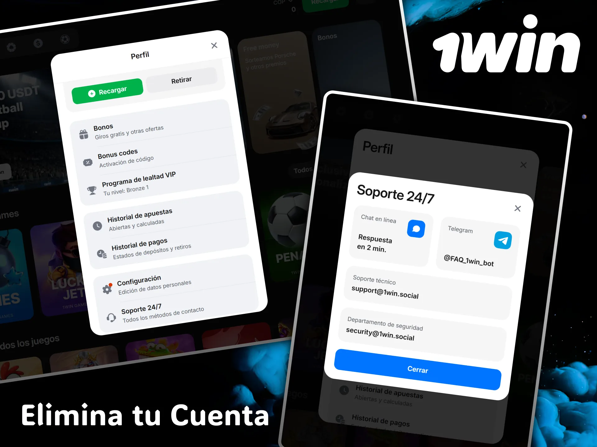 El atento servicio de soporte de 1win te ayuda con la gestión de tu perfil.