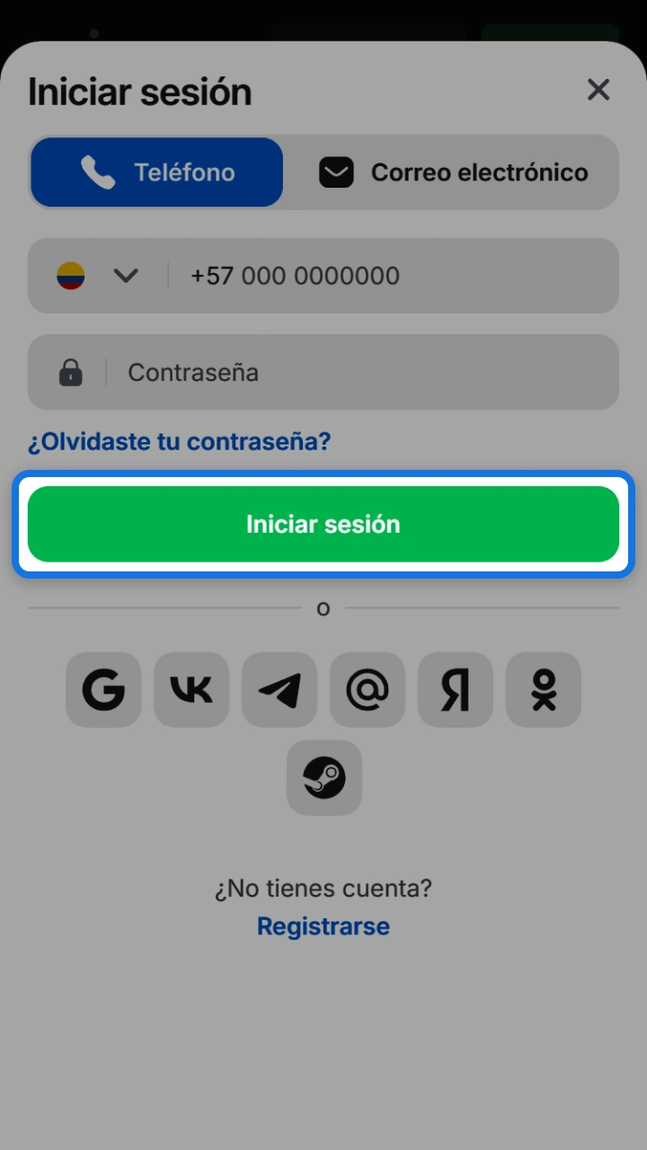 Accede a tu cuenta personal de forma segura para empezar a ganar en 1win.