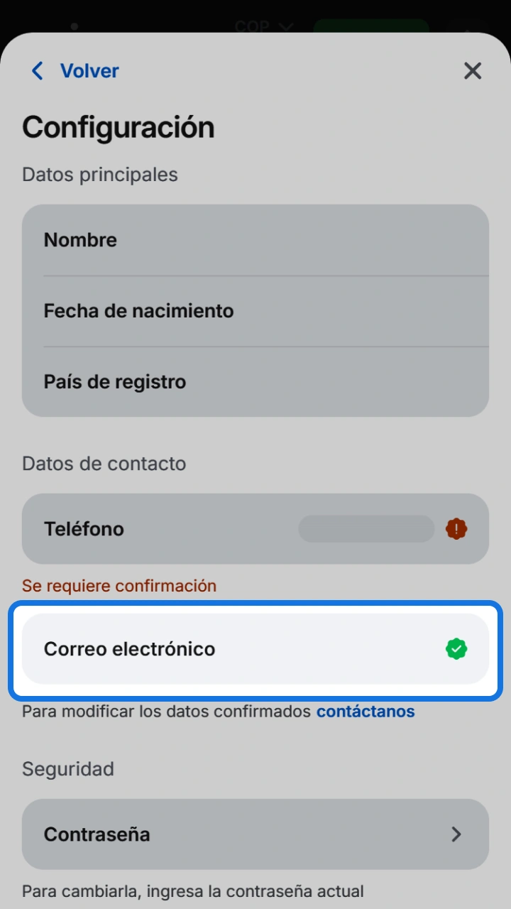Confirma tu correo electrónico por motivos de seguridad en el sitio web de 1win.
