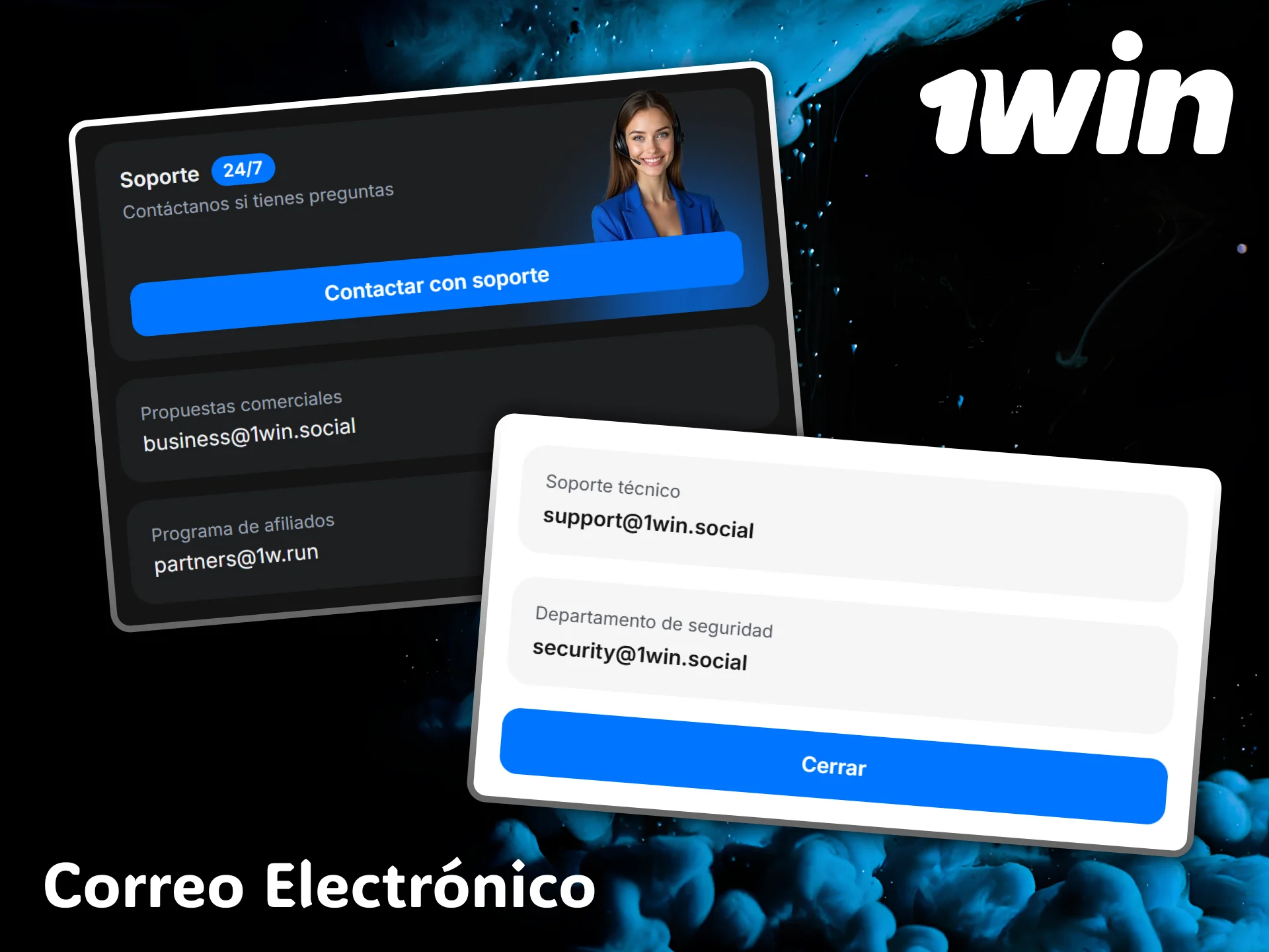 Envía tus consultas detalladas por correo electrónico al servicio de atención de 1win.