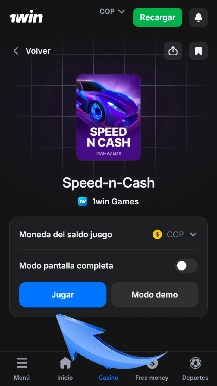 Inicia la carrera definitiva en Speed-n-Cash dentro del moderno casino online 1win.