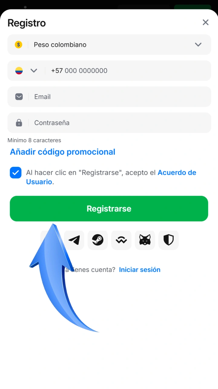 Completa el formulario de registro en 1win y desbloquea grandes bonos para Speed-n-Cash.