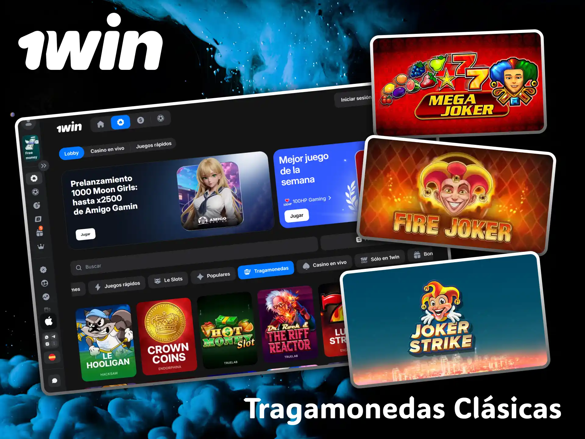 Diviértete con la espectacular selección de tragamonedas clásicas disponibles en el casino 1win.