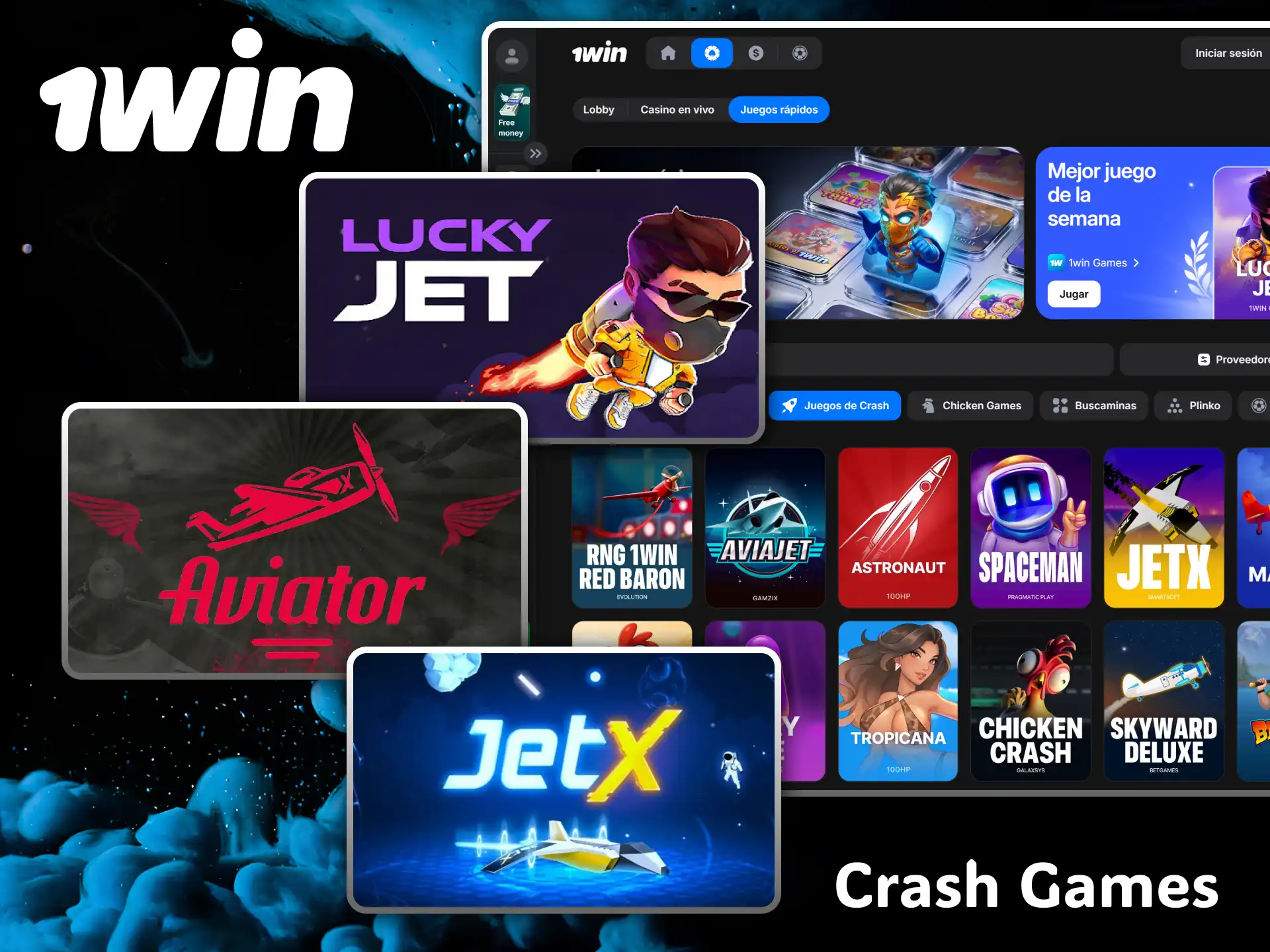 Consigue ganancias rápidas y grandes emociones con los populares crash games en casino 1win.